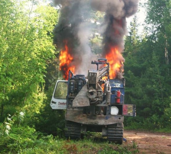 Halifax Media Co-op reports that a piece of drilling equipment was set ablaze on the 24th, by person or persons unknown.  This comes amidst escalating resistance to hydraulic fracturing by indigenous peoples in Elsipogtog, “New Brunswick”.